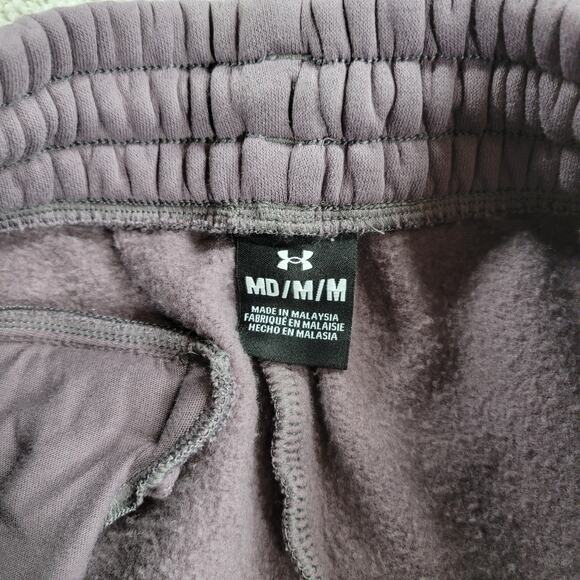 Under Armour Essentials Sweat Pants Mens M Pink Mauve Gym Cozy Fleece Joggers - Picture 13 of 14